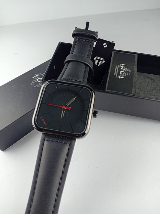 TOMI T-093 Men’s Square Dial Watch – Casual Fashion with Leather Strap