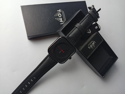 TOMI T-093 Men’s Square Dial Watch – Casual Fashion with Leather Strap