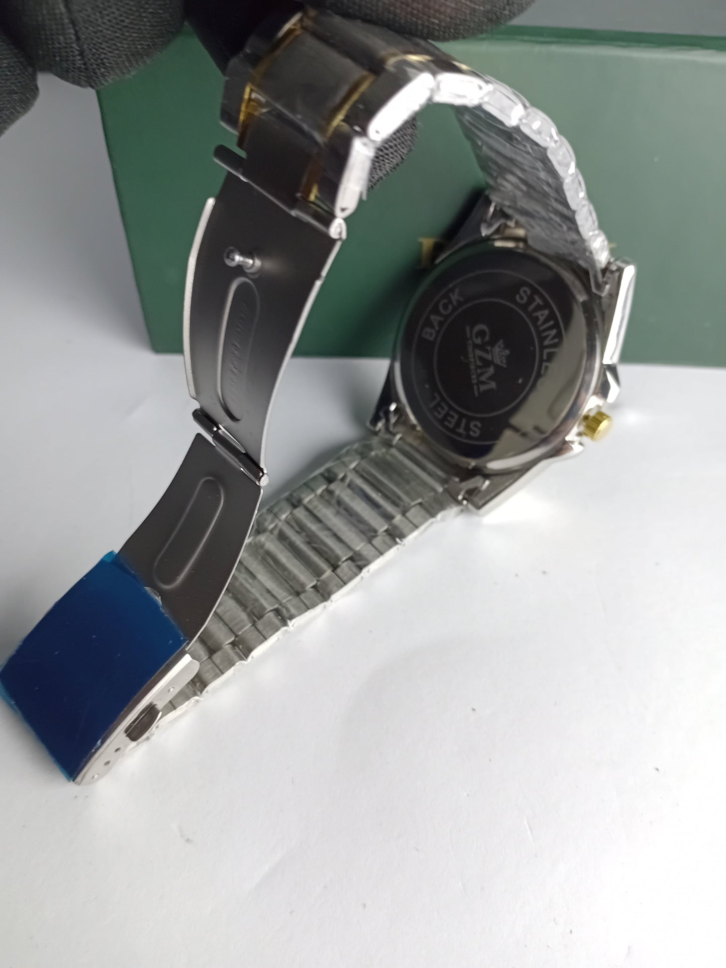 Rolex-Inspired Skeleton Automatic Watch – Black Dial | Silver & Gold Stainless Steel Strap