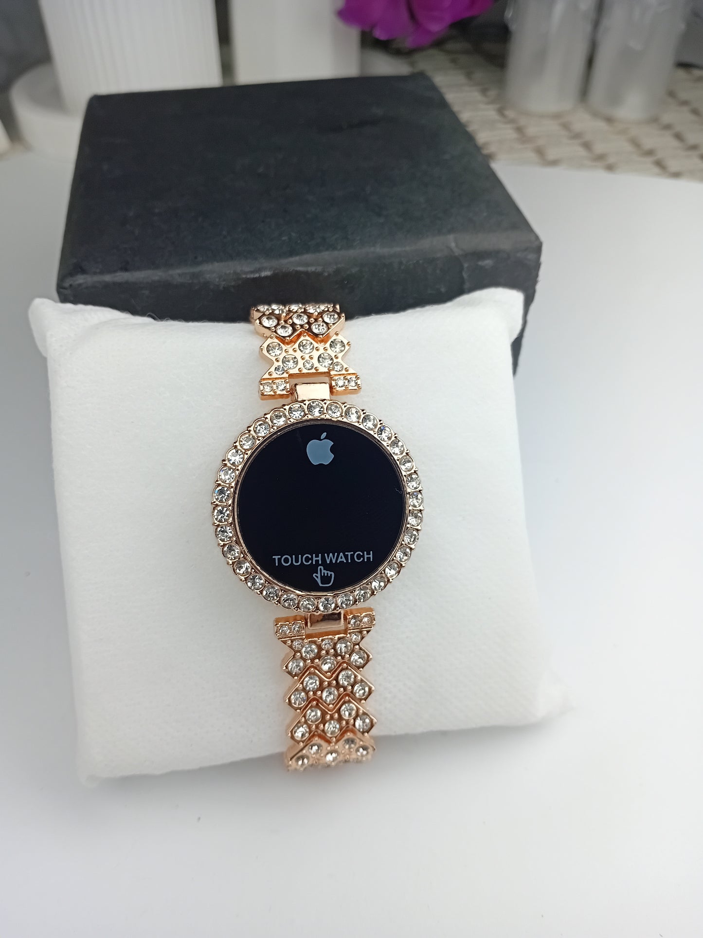 Crystal Rose Gold Touch Watch – Elegant Women’s Digital Timepiece