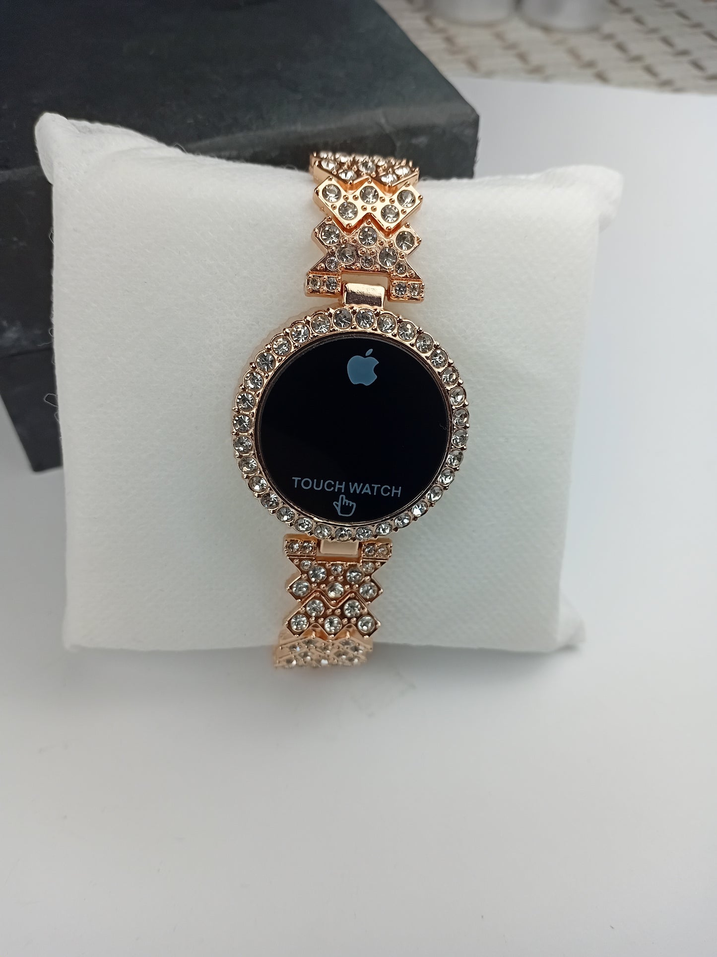 Crystal Rose Gold Touch Watch – Elegant Women’s Digital Timepiece