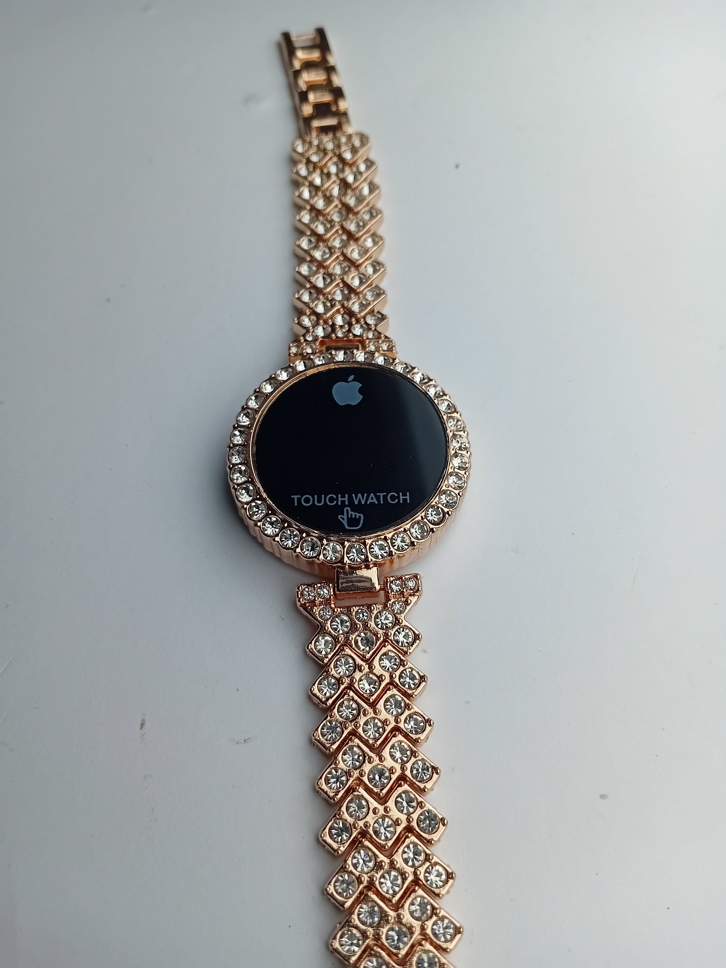 Crystal Rose Gold Touch Watch – Elegant Women’s Digital Timepiece