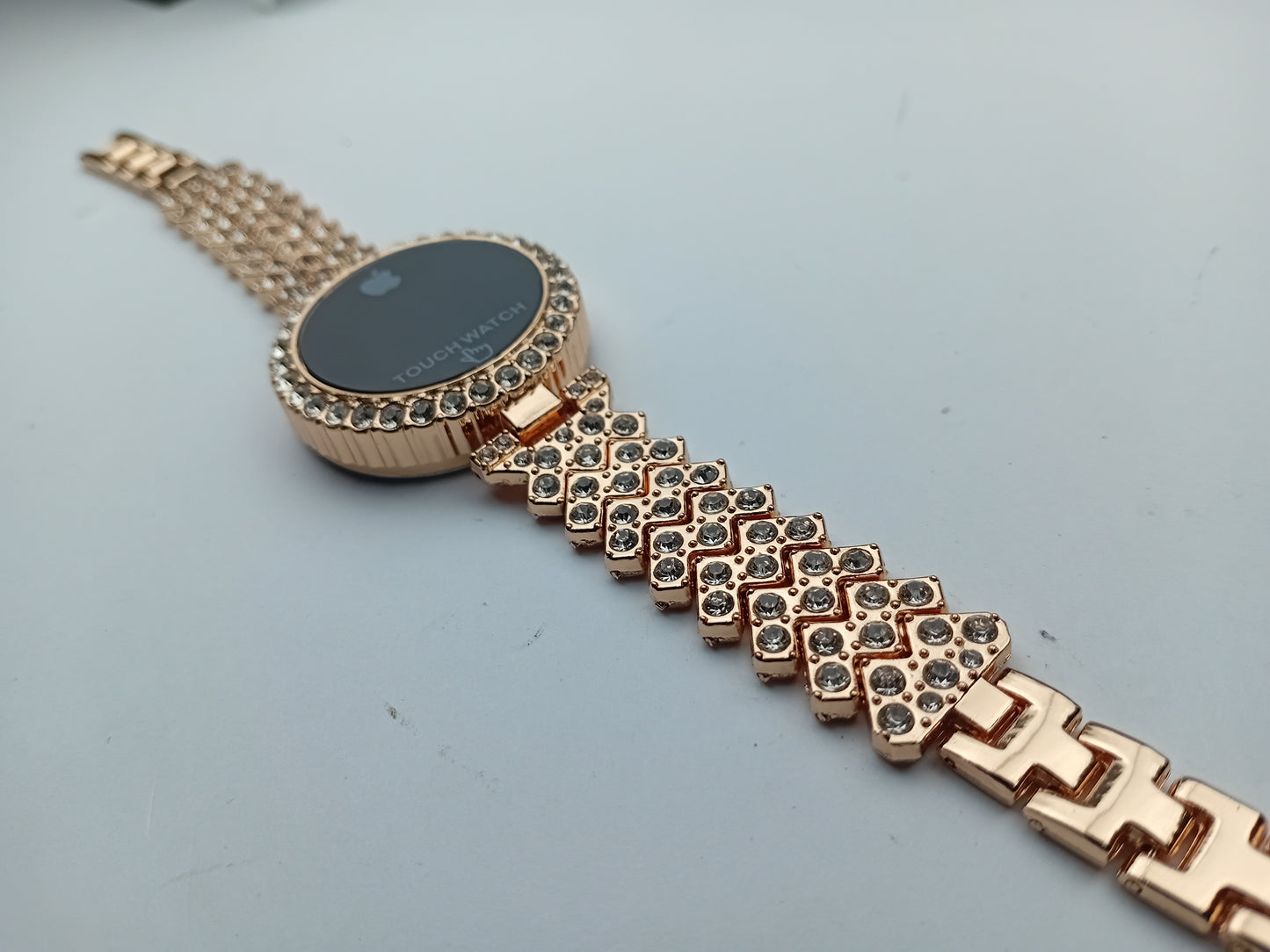 Crystal Rose Gold Touch Watch – Elegant Women’s Digital Timepiece