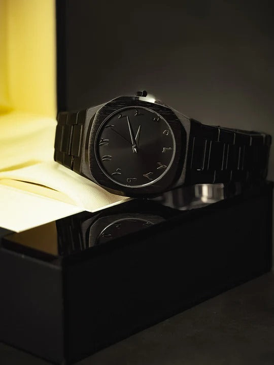 Black Arabic Aura Watch – Premium Stainless Steel, 6-Month Warranty
