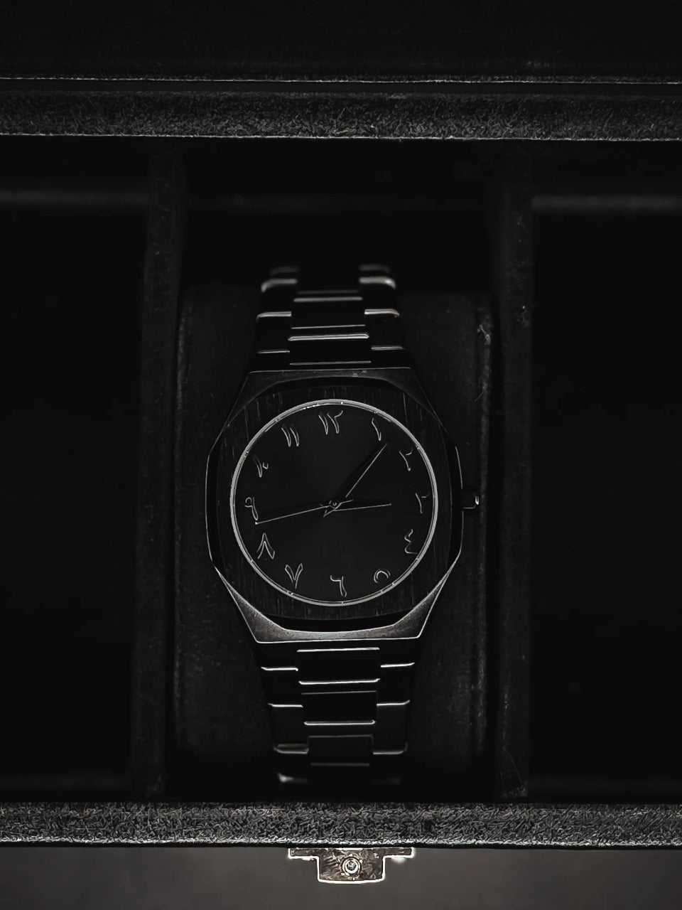 Black Arabic Aura Watch – Premium Stainless Steel, 6-Month Warranty