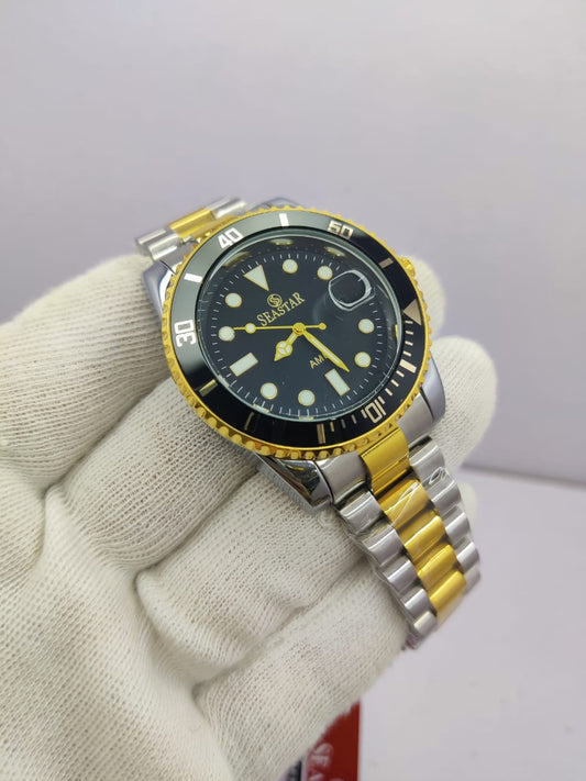 Seastar AMD5839M Stainless Steel Watch – Multi-Color Dials (Black, Gold, Green, Silver)