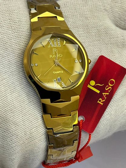 REsdai Stainless Steel Quartz Watch with Day & Date – Multiple Colors