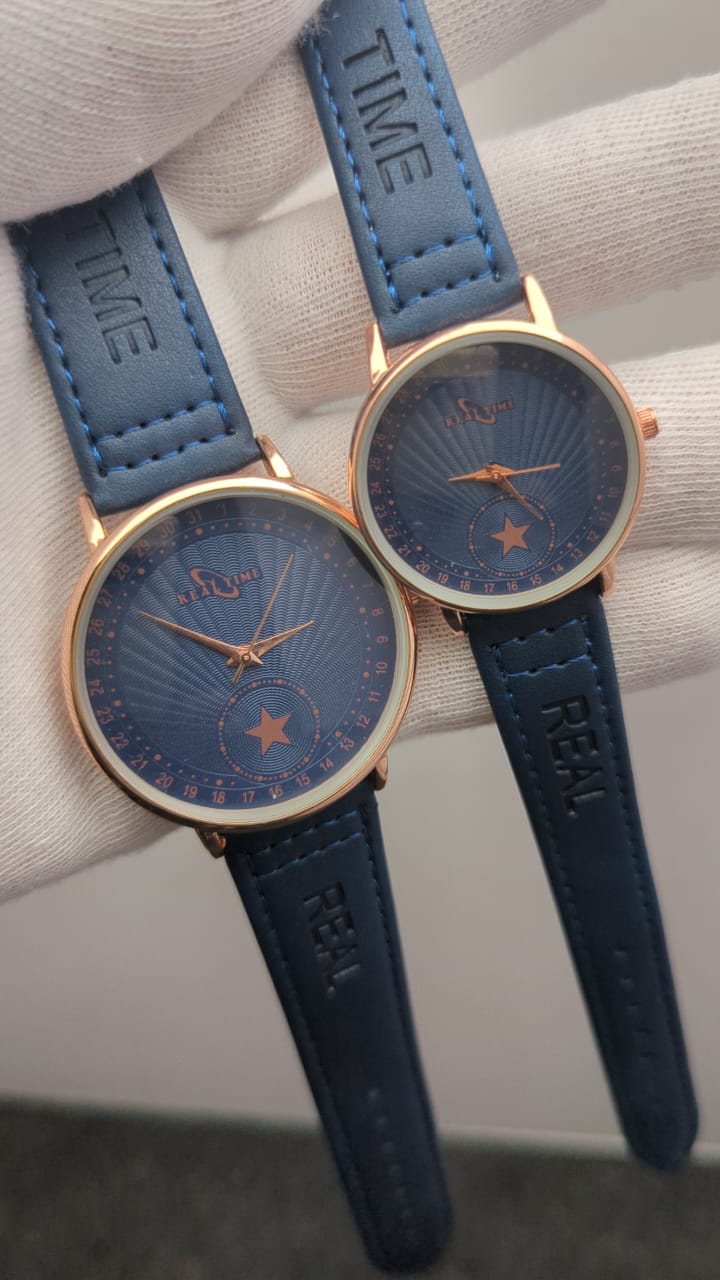 Realtime Couple’s Watch Set – Premium Leather Strap in Multiple Colors