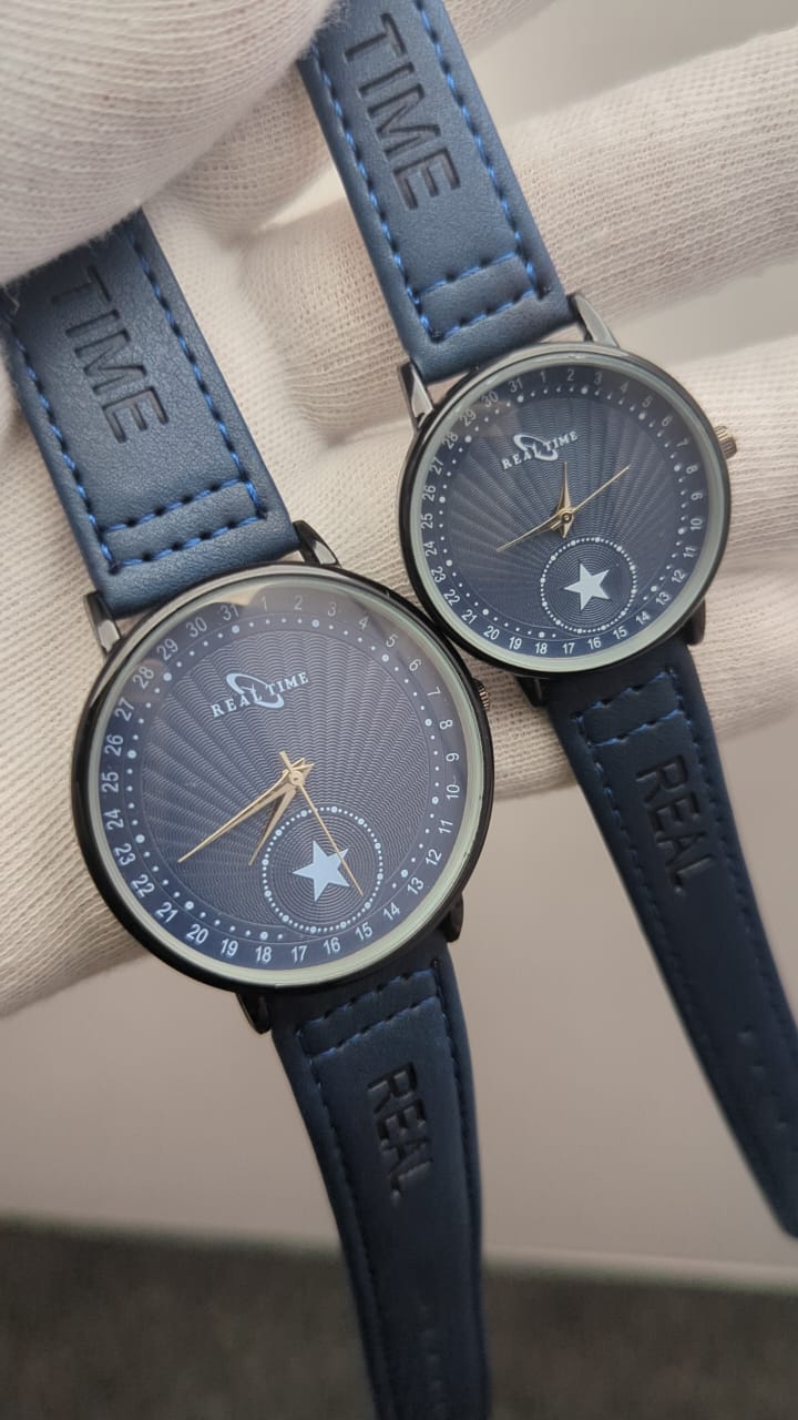 Realtime Couple’s Watch Set – Premium Leather Strap in Multiple Colors
