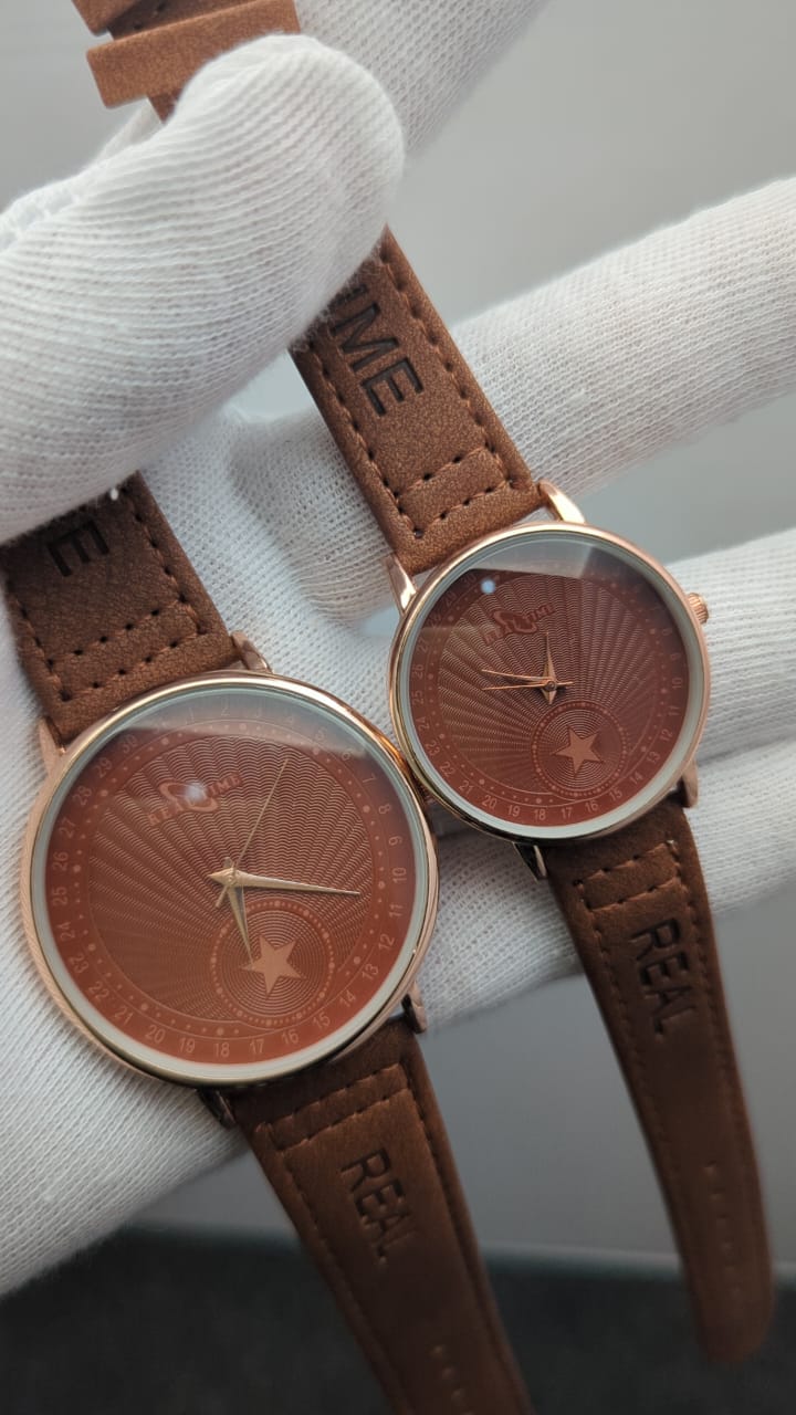 Realtime Couple’s Watch Set – Premium Leather Strap in Multiple Colors