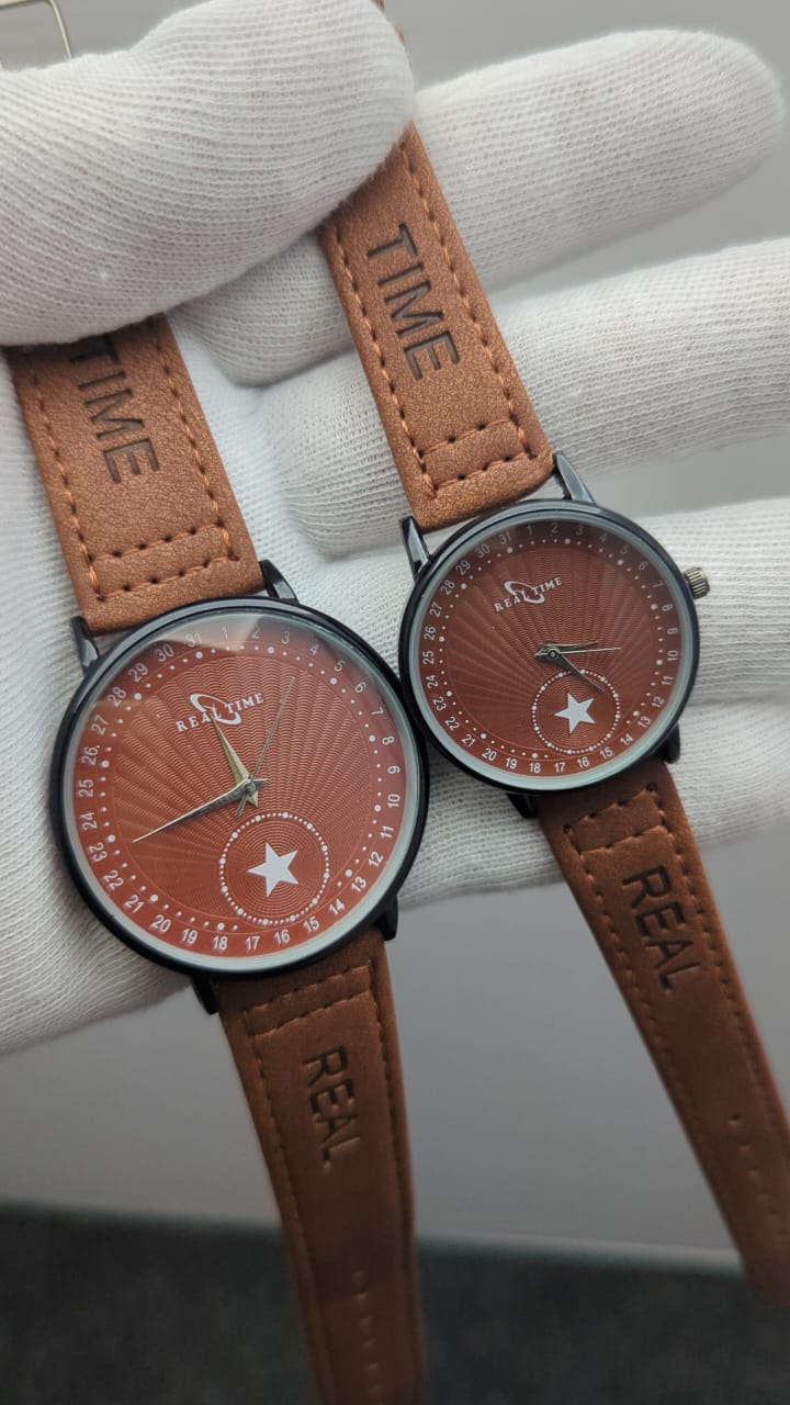 Realtime Couple’s Watch Set – Premium Leather Strap in Multiple Colors