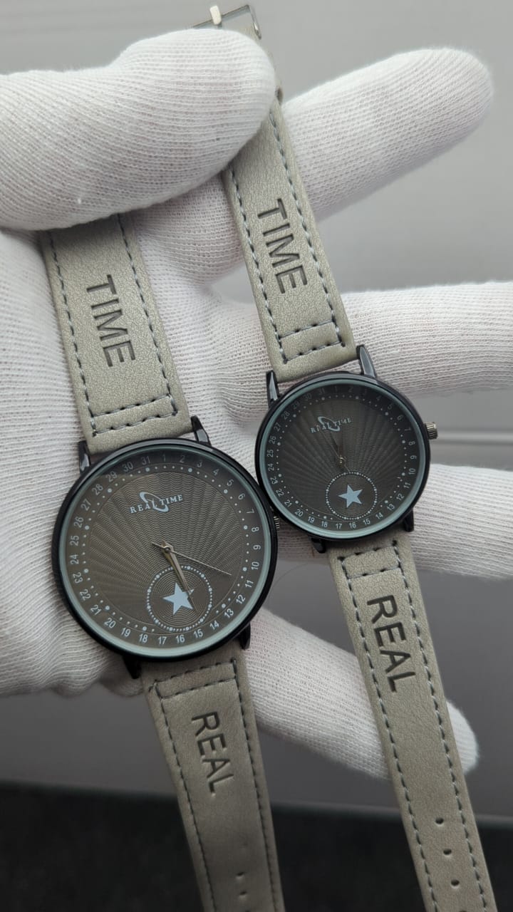 Realtime Couple’s Watch Set – Premium Leather Strap in Multiple Colors