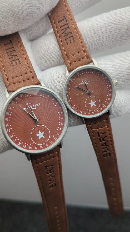 Realtime Couple’s Watch Set – Premium Leather Strap in Multiple Colors