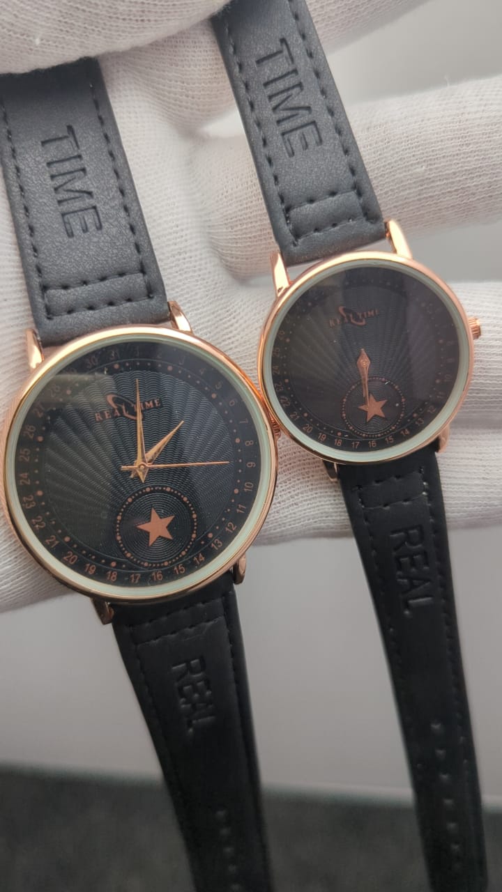 Realtime Couple’s Watch Set – Premium Leather Strap in Multiple Colors