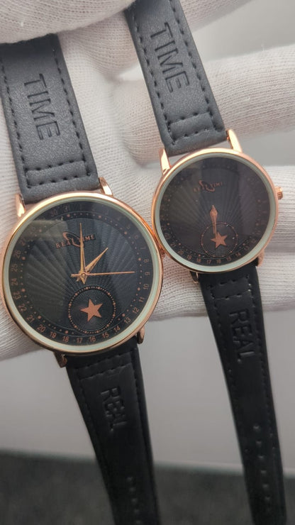 Realtime Couple’s Watch Set – Premium Leather Strap in Multiple Colors