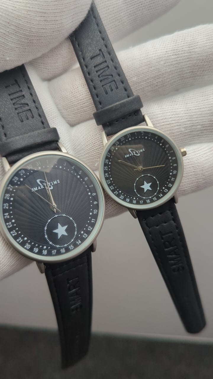 Realtime Couple’s Watch Set – Premium Leather Strap in Multiple Colors