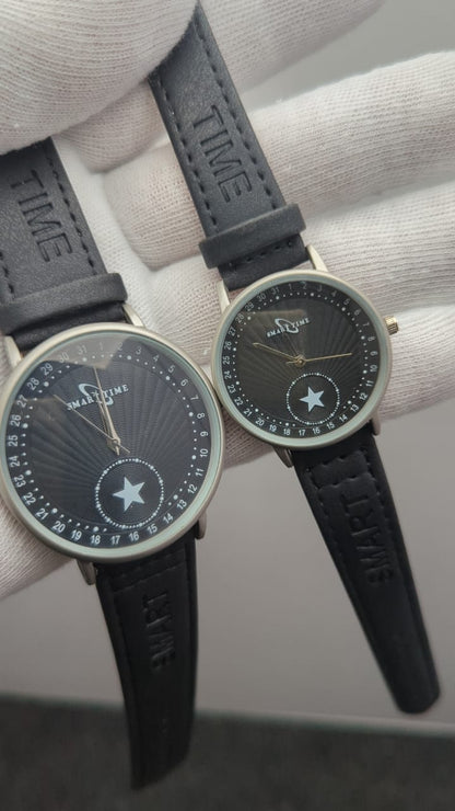 Realtime Couple’s Watch Set – Premium Leather Strap in Multiple Colors
