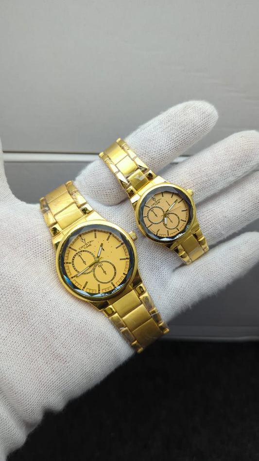 Crystal Stainless Steel Couple’s Watches – Round Dial, Elegant Designs & Colors