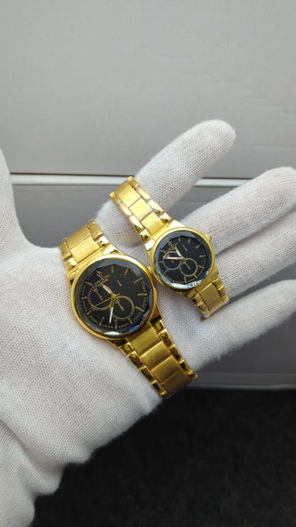 Crystal Stainless Steel Couple’s Watches – Round Dial, Elegant Designs & Colors
