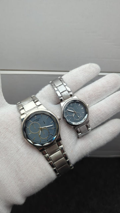 Crystal Stainless Steel Couple’s Watches – Round Dial, Elegant Designs & Colors