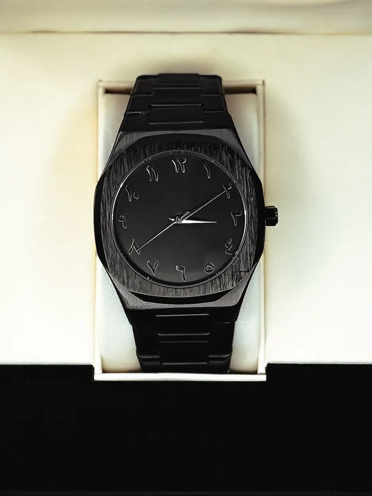 Black Arabic Aura Watch – Premium Stainless Steel, 6-Month Warranty